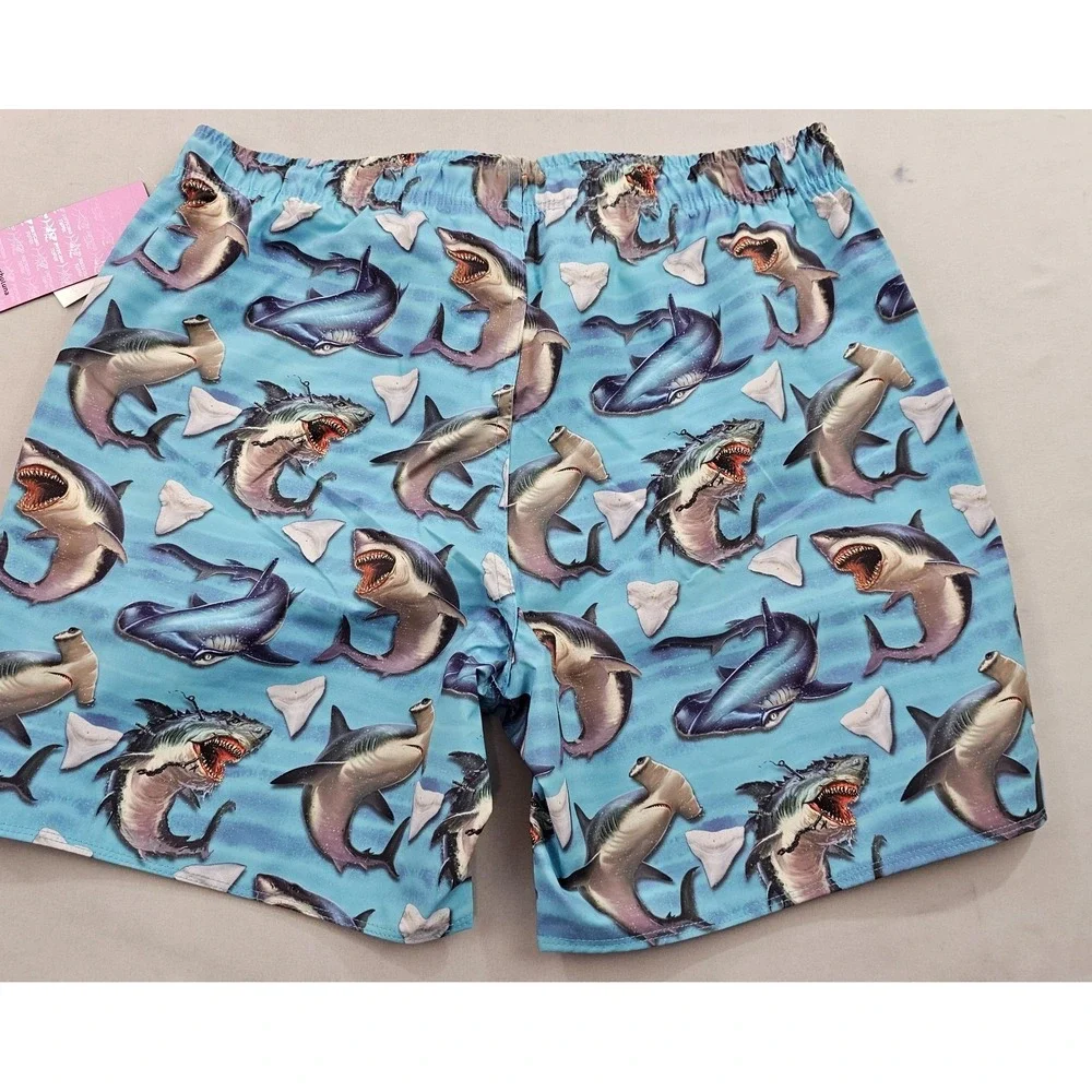 Psycho Tuna trunks swimwear mens L Large pockets PTYB0090 shark bite blue